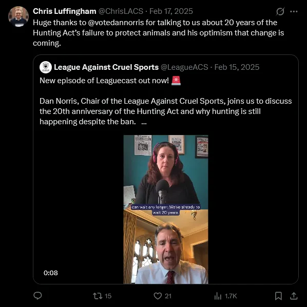 League Against Cruel Sports: Emma Judd chats to Dan Norris MP